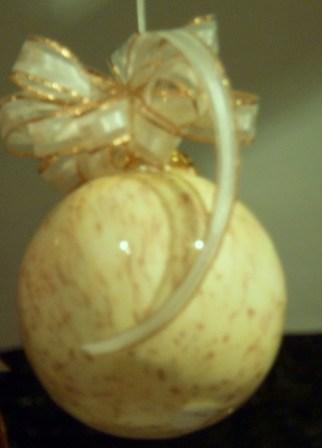 Christmas bauble hand glazed with crystal yellow glaze